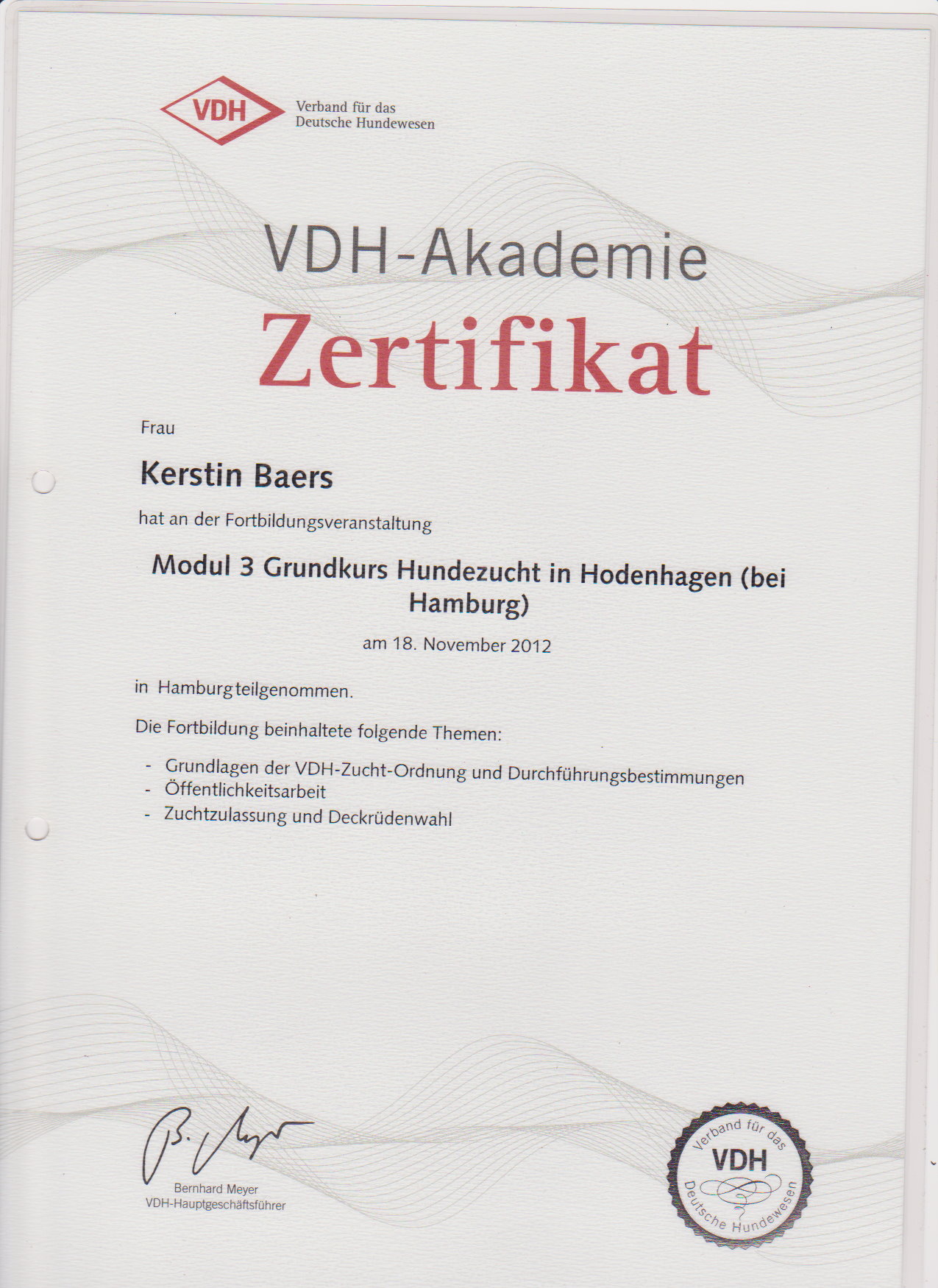 VDH- Zertifikat - 3